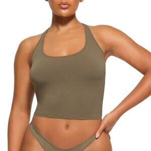 NWT SKIMS New Vintage Racerback Cropped Tank Army Small